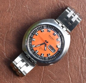 Vintage Seiko 6106 7107 Exoctic Orange Dial Automatic Chapter Ring Diver Watch - Bild 1 von 6