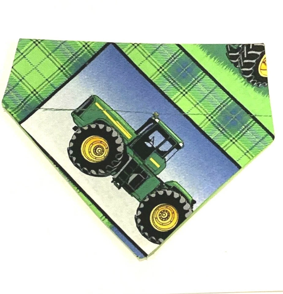 Over Collar Slide On Pet Dog Cat Bandana Scarf     JOHN DEERE TRACTORS   SMALL - Image 1 of 1