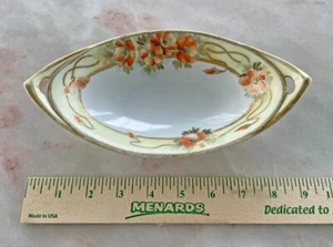 Nippon Relish Schale - handbemalte orange Blumen mit Gold vergoldet - Anfang 1900’er - Bild 1 von 8