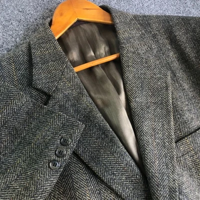 Blazer Barrington 44S Vintage Gris Lana Universidad Tweed Pesado Rayas Años 80 90 Foto 1 de 4