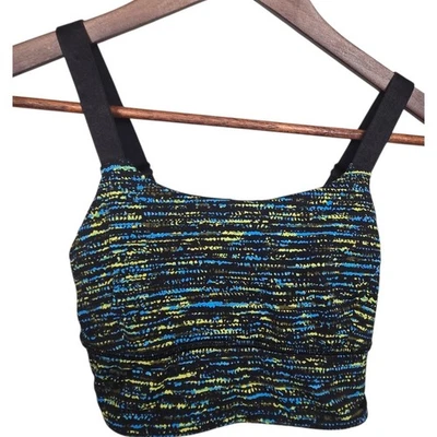 Sutiã esportivo Lululemon tamanho 2 preto azul amarelo Athleisure roupa ativa treino - Imagem 1 de 4