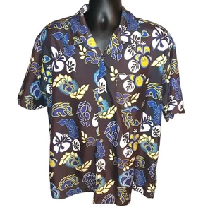 Flipbox camicia hawaiana vintage uomo XL USA nera floreale ibisco anni 90 retrò surf - Foto 1 di 10