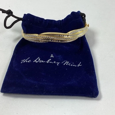 Danbury Mint Forever Diamond Bangle Bracelet Gold Plated Inscribed I Loved You - Image 1 of 4