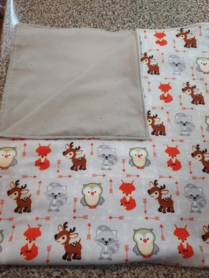 Manta bebé hecha a mano suave acogedora franela reversible lactancia zorro gris   Foto 1 de 4