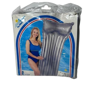 Alfombra flotadora vintage Intex The Wet Set Sun Tanner plateada para piscina 1999 72" x 30" NUEVA - Imagen 1 de 4