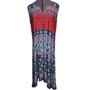 One World Live & Let Paisley Dress V Neck Lace Trim Stretch Womens Size XL - Picture 1 of 10