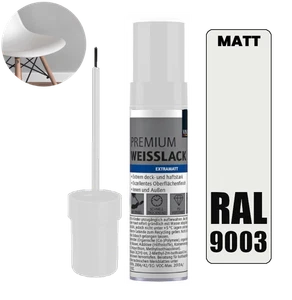 RAL 9003 WEISS MATT Ausbesserungsfarbe mit Pinsel für die Möbelrenovierung - Foto 1 di 6