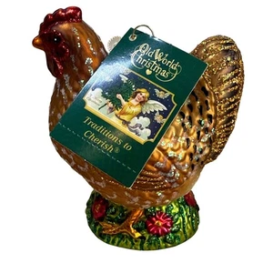 Antiguo Mundo Navidad Vidrio Primavera Pollo Adorno Artesanal Granja Casa 2018 - Imagen 1 de 7