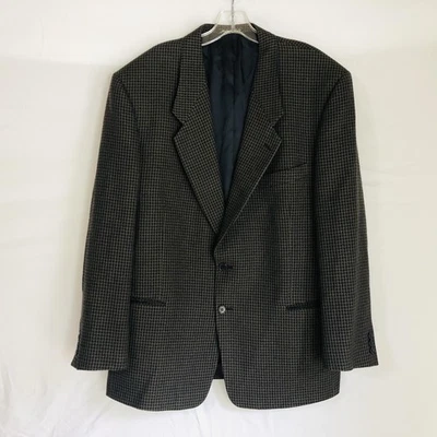 Vintage Mani Blazer Mens 44R Houndstooth Wool Jacket Italy Stanley Korshak 90s - Image 1 of 4
