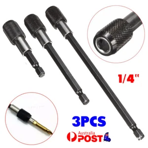 Screwdriver Kit Extension Quick Release 1/4 Hex Shank Holder Drill Bit Set 3PCS - Picture 1 of 9