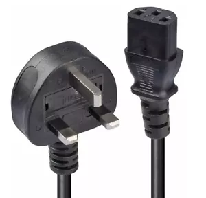 Kettle lead UK Mains 3/5/10/13 Amp Power Cable PCs TVs IEC C13 Socket 1-2M - Picture 1 of 3