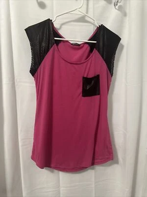 Camisa Wallflower Rosa Y Negra Imitación Cuero Manga Talla Juniors Grande Nº88 Foto 1 de 4