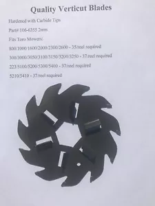 QUALITY HARDENED Carbide Tipped Verticut Blades replaces 106-6355 - 2mm - Picture 1 of 4