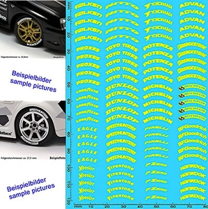 Etiqueta de neumáticos Tires Labeling #3 amarillo 18-19 pulgadas pulgadas calcomanía 1:18 - Imagen 1 de 3