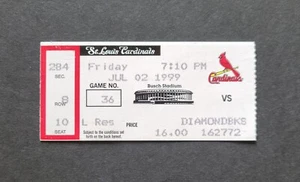 Cardinals vs Diamondbacks 1999 baseball ticket stub Mark McGwire 2 Home Runs - Picture 1 of 2
