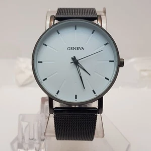 Geneva Quartz Women's Watch White Dial Stainless Steel Black Band....NEW BATTERY - Picture 1 of 9
