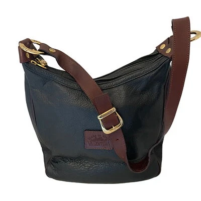 Bolso Bandolera de Hombro Valentina Italy de Cuero para Mujer Negro Marrón Foto 1 de 4