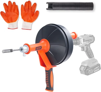 VEVOR Drain Auger 25Ft, Plumbing Snake with Drill Attachment, Plumbers Snake Dra - Image 1 of 4