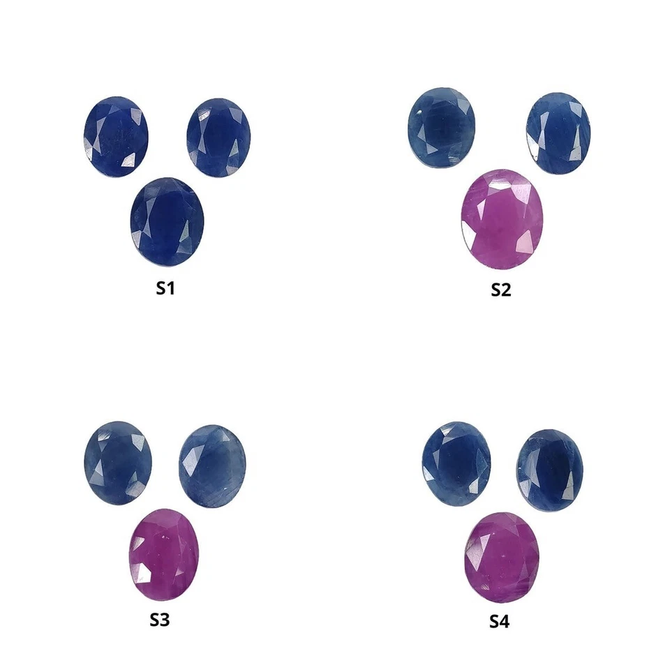 Juego de piedras preciosas sueltas 100 % rubí natural, zafiro corte normal forma ovalada para joyería Foto 1 de 1
