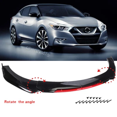 For Nissan Maxima 2005-2016 Black+Red Front Bumper Lip Splitter Spoiler Body Kit - Imagem 1 de 4