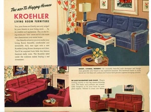 1940s Furniture Kroehler Advertising Fold Out Brochure Brazil Indiana War Bonds - Picture 1 of 6