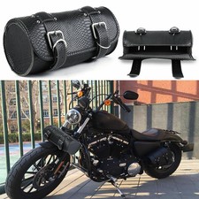 Black Retro Crocodile Leather Tool Bag Handlebar Sissy Bar Roll Bag For Harley