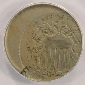 PCGS 5c (1867-1883) Shield Nickel Struck 20% Off-Center & Lamination AU55 - Picture 1 of 4