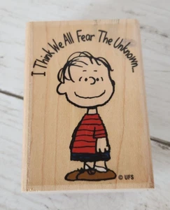 2002 Peanuts Stampabilities Linus "I Think We All Fear the Unknown" Rubber Stamp - Picture 1 of 3