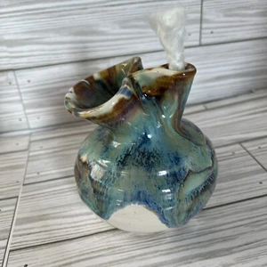 Rare Erik Hertz Pottery Oil Lamp Candle Signed Handmade - Picture 1 of 8