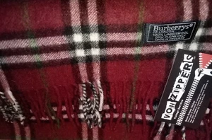 Bufanda larga vintage Burberrys of London, carmesí House Check. 100% lana de cordero. - Imagen 1 de 12