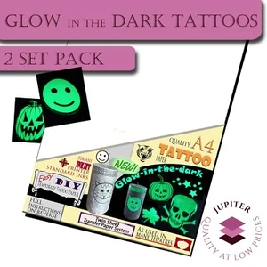 Tattoo Glow in Dark Transfer Papers -New- Easy Waterproof Tattoos Inkjet 2 sets - Picture 1 of 6