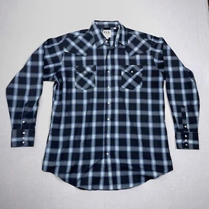 Ely Cattleman Shirt Men Size XLT Plaid Western Black Pearl Snap Cowboy - Picture 1 of 16