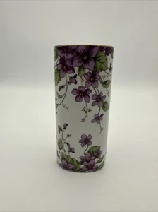 Vintage 90's Lefton China Violet Floral Vase Purple White Green 00273 Zeo G. - Picture 1 of 3