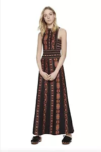 M MISSONI Orange Black Folklore Tapestry Jacquard Knit A-Line Skirt Sz 40/AU8 - Picture 1 of 7