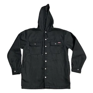 Dickies Black Hooded Canvas Fleece Lined Work Jacket Size Medium - Picture 1 of 13
