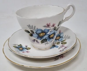 Royal Stuart Bone China floreale (blu) trio tazza, piattino, piatto - Foto 1 di 13