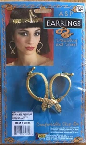 Pendientes de serpiente egipcia Cleopatra Asp clip en accesorio de disfraz - Imagen 1 de 2