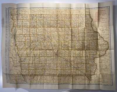 Rand McNally Indexed Pocket Map of Iowa, 1921, two-sided folding map - Image 1 of 4