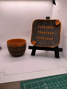 Vintage Aldo Londi Raymor Bitossi orange strukturierte Keramik Schale Italien Ton MCM - Bild 1 von 13