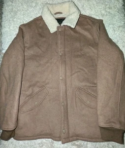 J. CREW Sherpa Lined Wool Varsity Jacket Sz Large Brown Coat Primaloft Bomber  - Picture 1 of 7