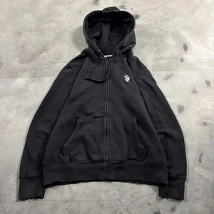 Vintage Y2K/2000s Black U.S. Polo Assn. Streetwear Hoodie mit Reißverschluss! Passend für S - Bild 1 von 7