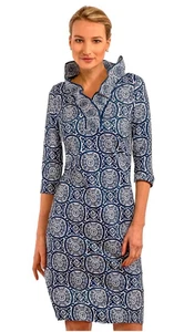 GRETCHEN SCOTT Gr. S SULTANS ESSZIMMER Rüschenausschnitt KLEID dunkelblau & weiß - Bild 1 von 11