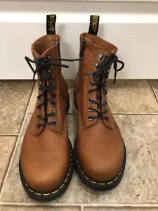 Dr Martens Air Wair 1460 Bouncing Sole Brown Leather Lace Zip Womens Boots 11 - Picture 1 of 13