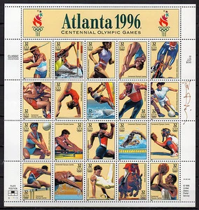 USA ATLANTA 1996 CENTENNIAL OLYMPIC GAMES SHEET SIGNED BY ARTIST  MNH - Picture 1 of 2