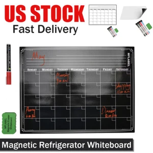 Magnetic Refrigerator Whiteboard with Monthly Calendar Eraser Marker for Home US - Picture 1 of 14