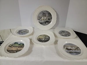 Vtg ”Currier & Ives” Americana Series Reproduction Plates (6) Winter, Horses - Picture 1 of 14