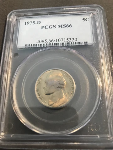 1975-D Nickel 5c PCGS MS66 Incredible bright rainbow toning front and obverse Cover