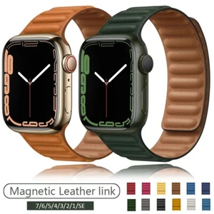 Correa de reloj eslabón de cuero para Apple iWatch Series 9 8 7 6 5 3 2 SE magnético - Imagen 1 de 38