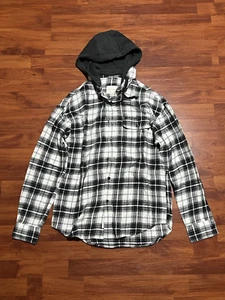 Pullover de franela con capucha American Eagle para hombre talla pequeña - blanco y negro - Imagen 1 de 5