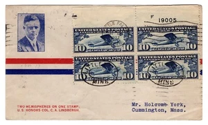 C10 Lindbergh 10c First Day Cover 1927 Little Falls MN Planty #2 Gorham - Picture 1 of 2